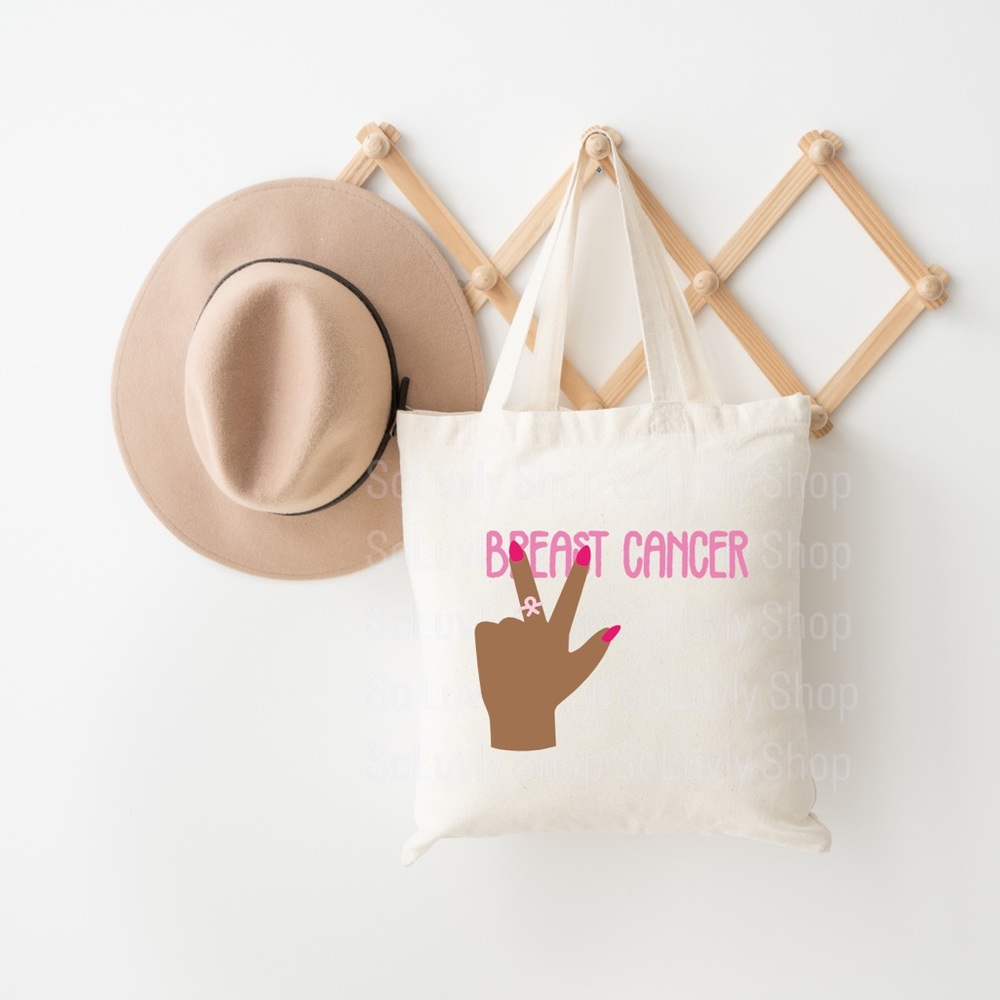Peace Out Breast Cancer Tote Bag